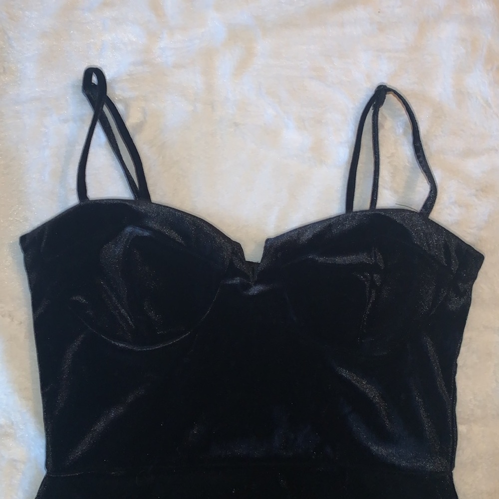 Black velvet mini dress
